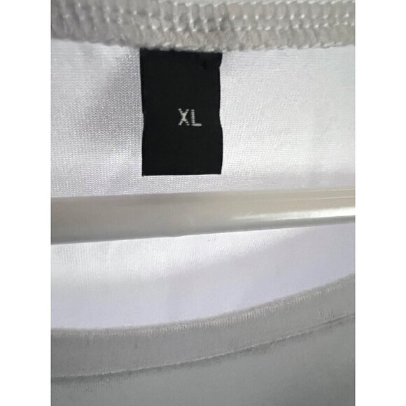 Mens White Black Double Graphic Novelty Funny T-Shirt XL Stretch Relaxed Unisex - Picture 6 of 7